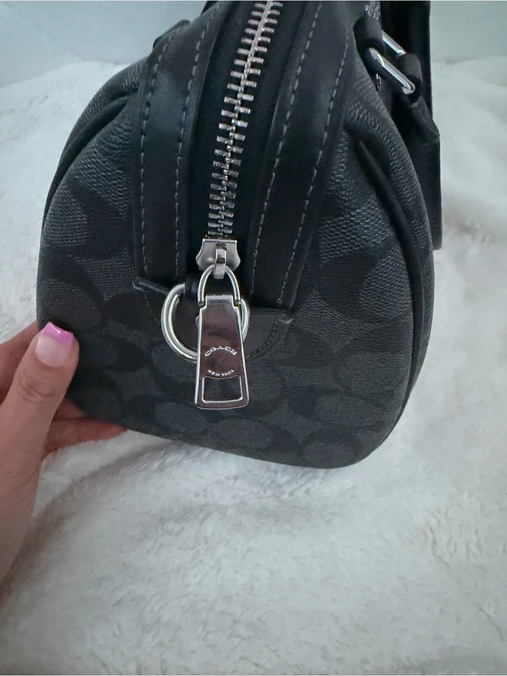 Coach Black Rowan Signature Canvas Satchel with Zip Wallet